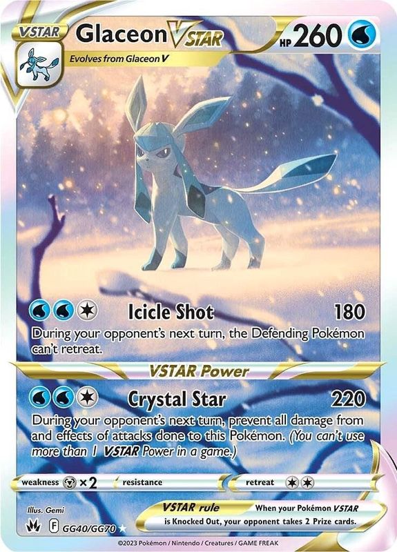 Glaceon VSTAR Holo Crown Zenith GG40/GG70