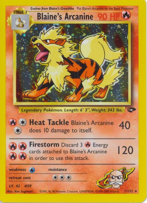 Blaine&#39;s Arcanine Holo Gym Challenge 1/132