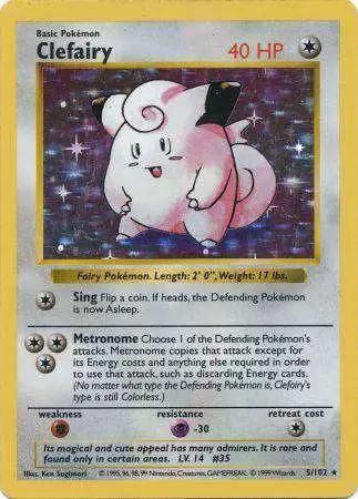 Clefairy Shadowless Holo Base Set 5/102