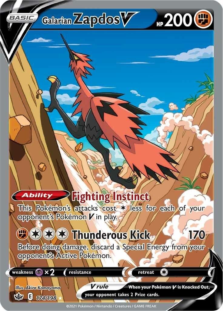 Galarian Zapdos V Full Art Holo Chilling Reign 174/198