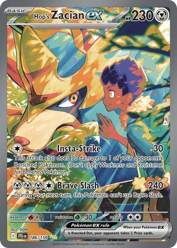 Hop&#39;s Zacian EX Full Art Holo Journey Together 186/159