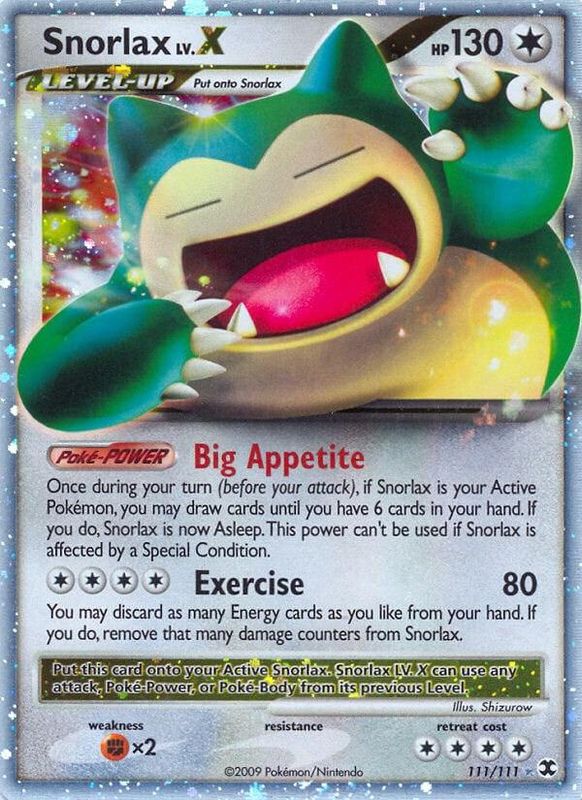 Snorlax Lv. X Holo Rising Rivals 111/111