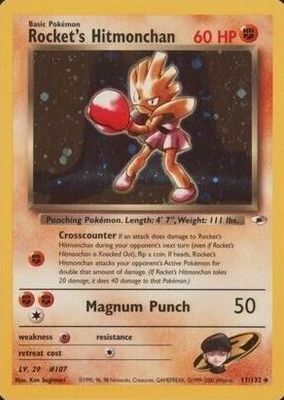 Rocket's Hitmonchan Holo Gym Heroes 11/132