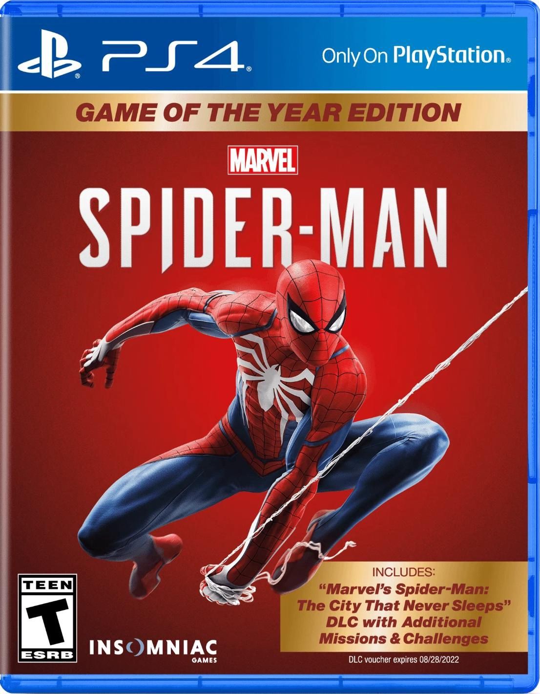Marvel Spiderman Game of the Year for PS4