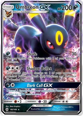 Umbreon GX Full Art Holo Sun &amp; Moon 80/149
