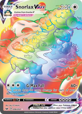 Snorlax VMAX Full Art Holo Sword &amp; Shield 206/202