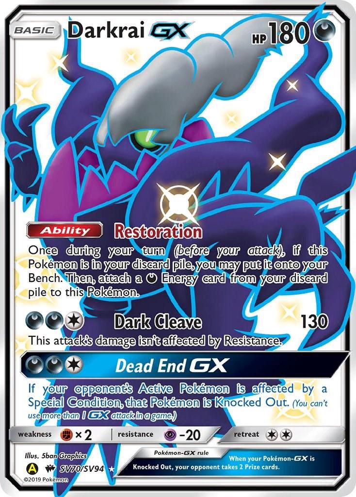 Darkrai GX Full Art Holo Hidden Fates SV70/SV94