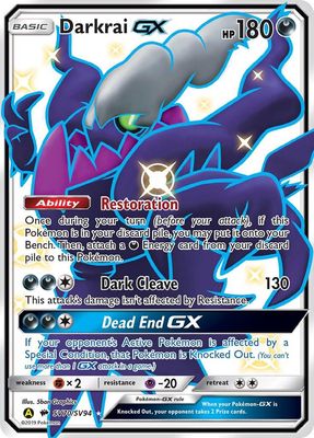 Darkrai GX Full Art Holo Hidden Fates SV70/SV94