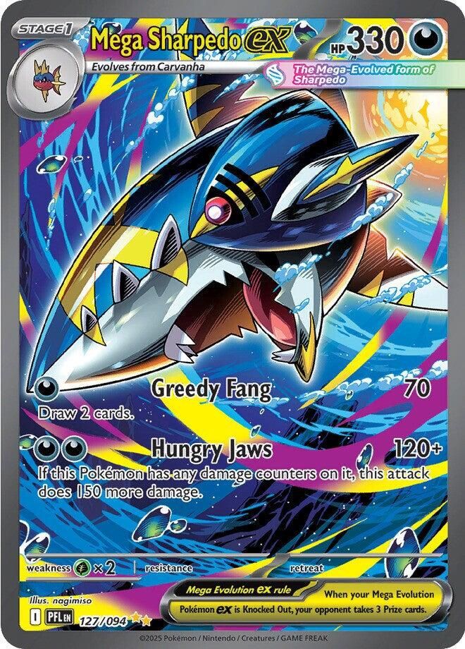 Mega Sharpedo EX Full Art Holo Phantasmal Flames 127/94