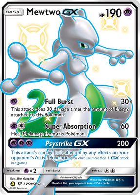 Mewtwo GX Full Art Holo Hidden Fates SV59/SV94