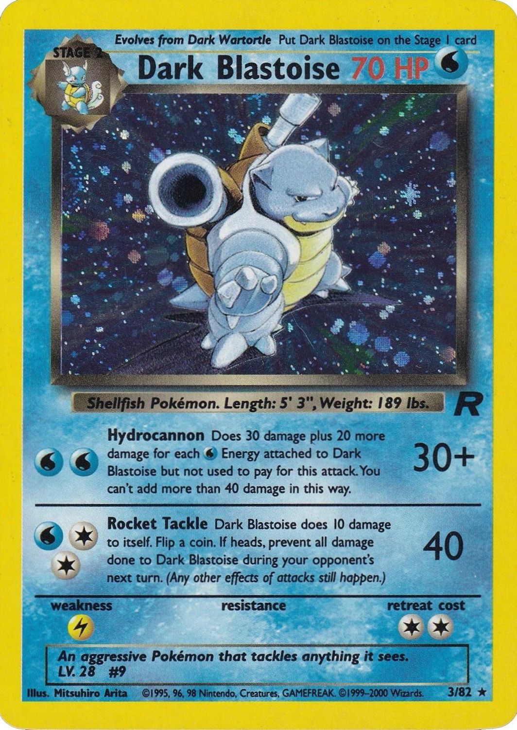 Dark Blastoise Holo Team Rocket 3/82