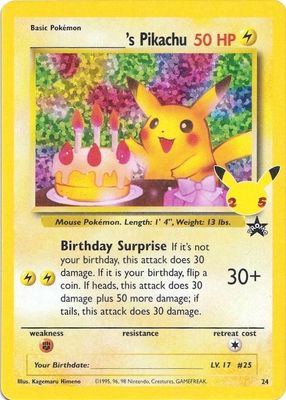 Birthday Pikachu Holo Celebrations 24/53