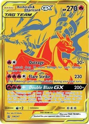 Reshiram &amp; Charizard GX Full Art Holo Promo SM247