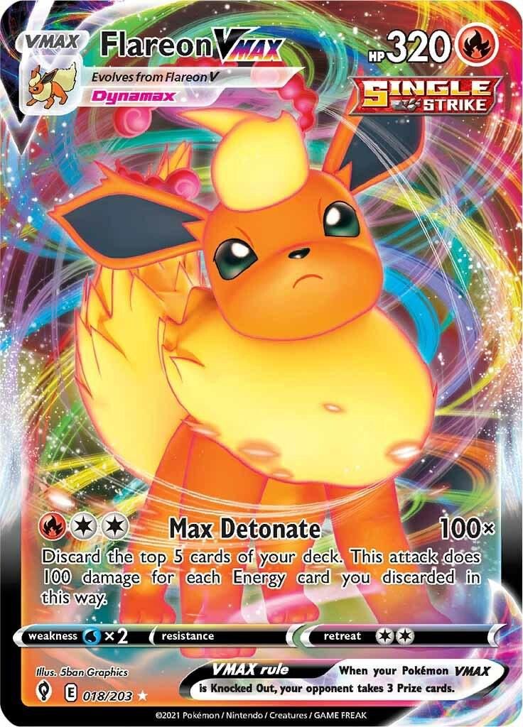 Flareon VMAX Full Art Holo Evolving Skies 18/203