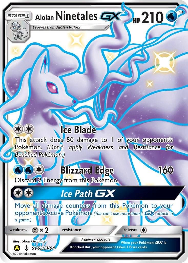 Alolan Ninetales GX Full Art Holo Hidden Fates SV53/SV94