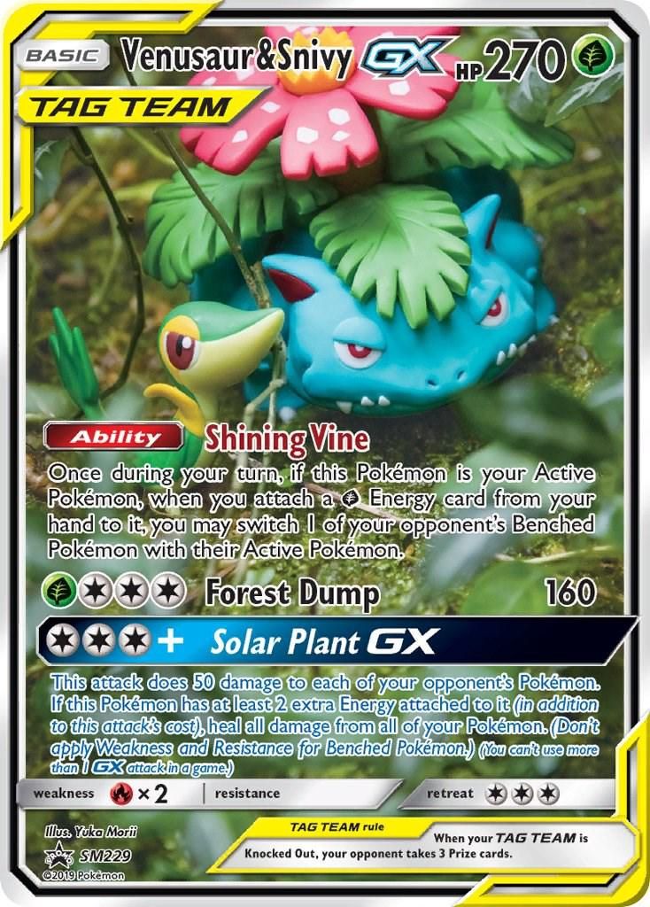 Venusaur &amp; Snivy GX Full Art Holo Promo SM229