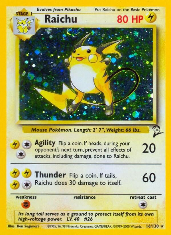 Raichu Holo Base Set 2 16/130
