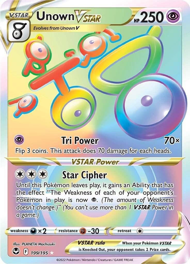 Unown VSTAR Full Art Holo Silver Tempest 199/195
