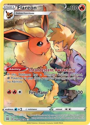 Flareon Full Art Holo Brilliant Stars TG01/TG30