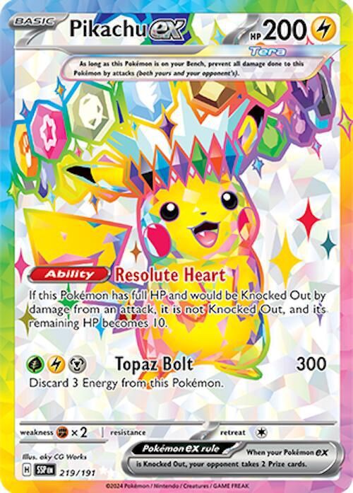 Pikachu EX Full Art Holo Surging Sparks 219/191