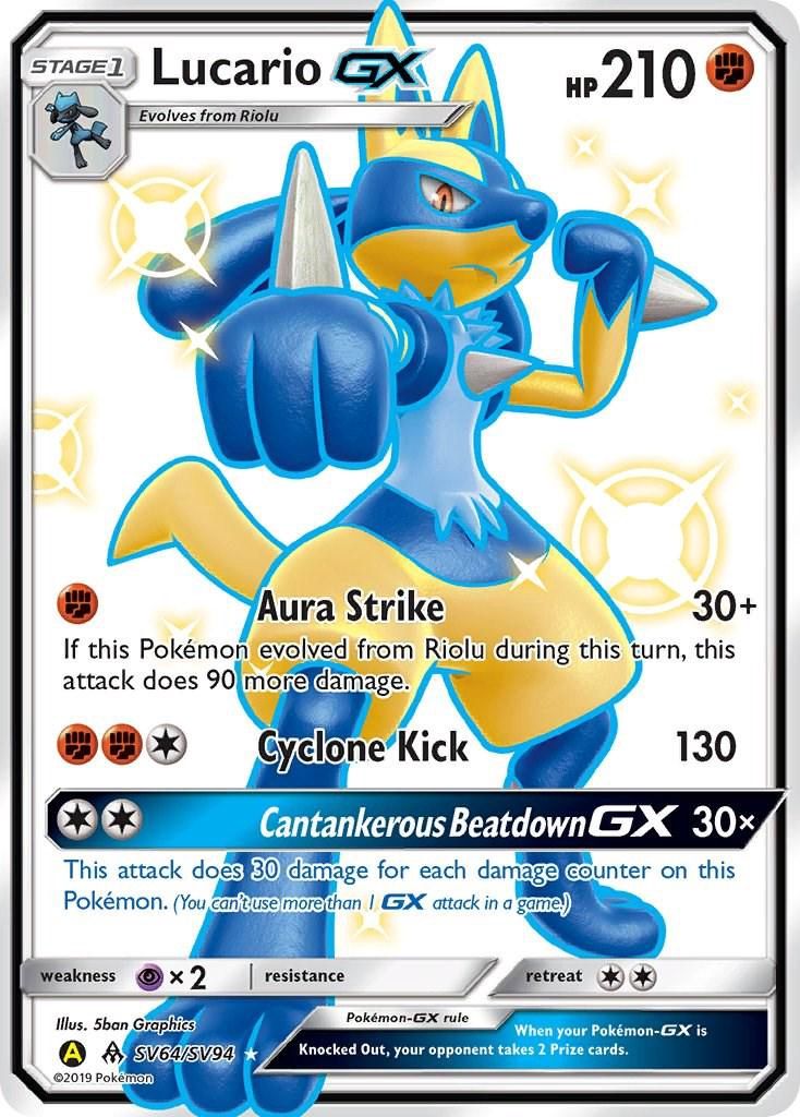 Lucario GX Full Art Holo Hidden Fates SV64/SV94