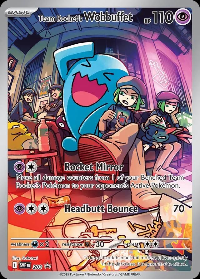 Team Rocket's Wobbuffet Full Art Holo Promo 203