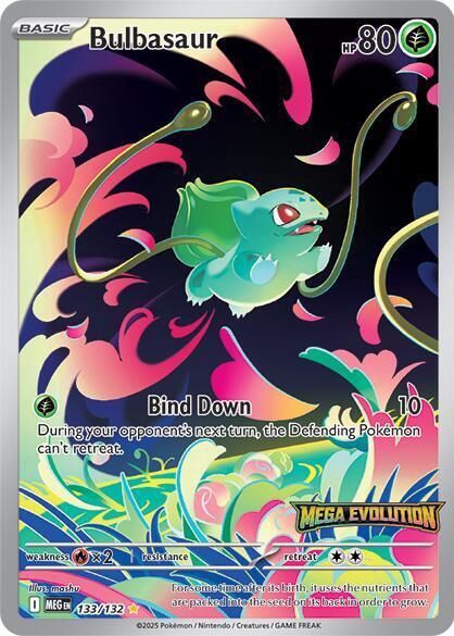 Bulbasaur Full Art Stamped Holo Mega Evolution 133/132