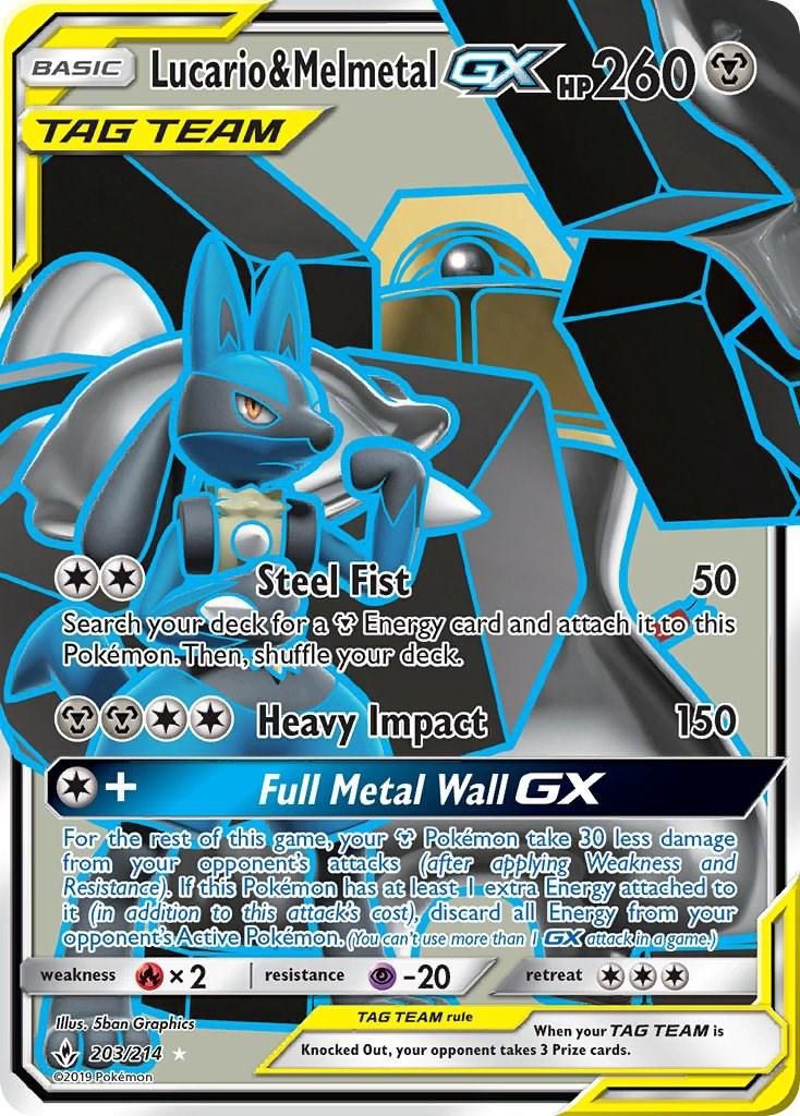 Lucario &amp; Melmetal GX Full Art Holo Unbroken Bonds 203/214