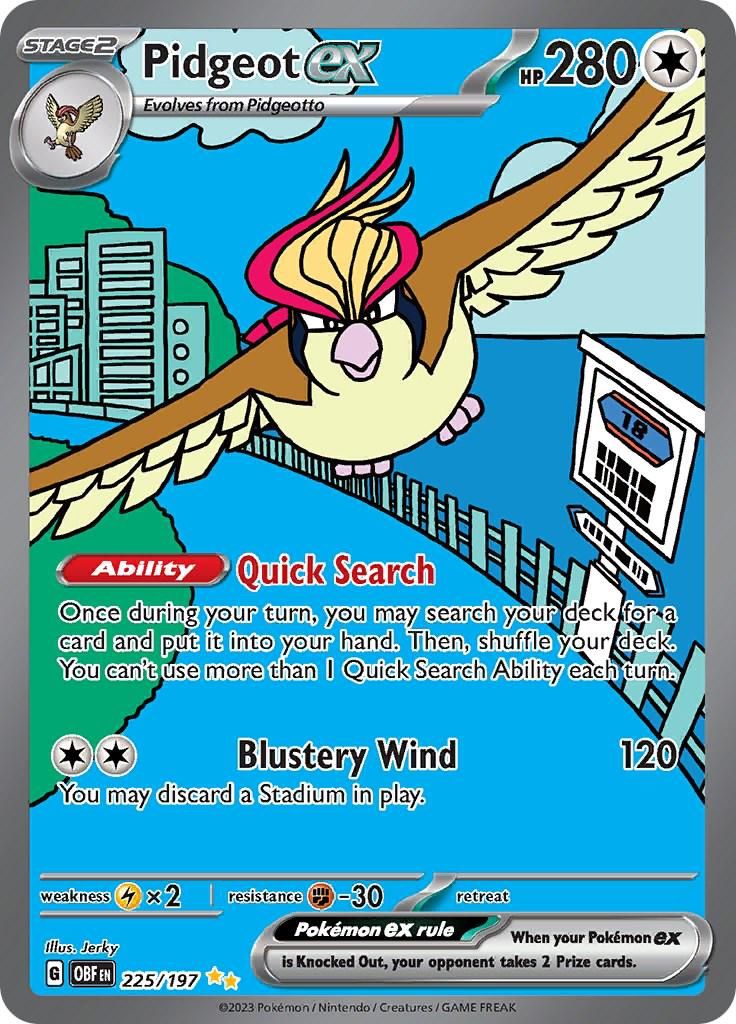 Pidgeot EX Full Art Holo Obsidian Flames 225/197