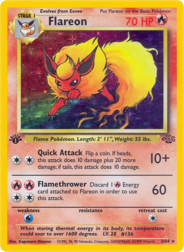 Flareon 1st Edition Holo Jungle 3/64