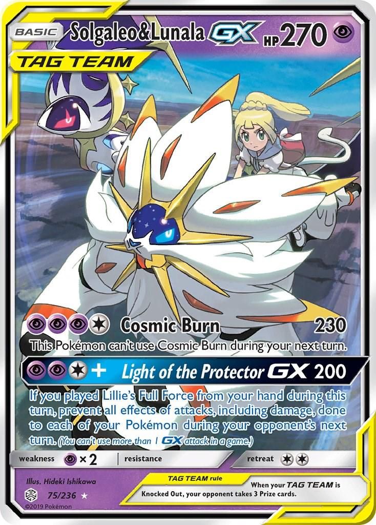 Solgaleo &amp; Lunala GX Full Art Holo  Cosmic Eclipse 75/236