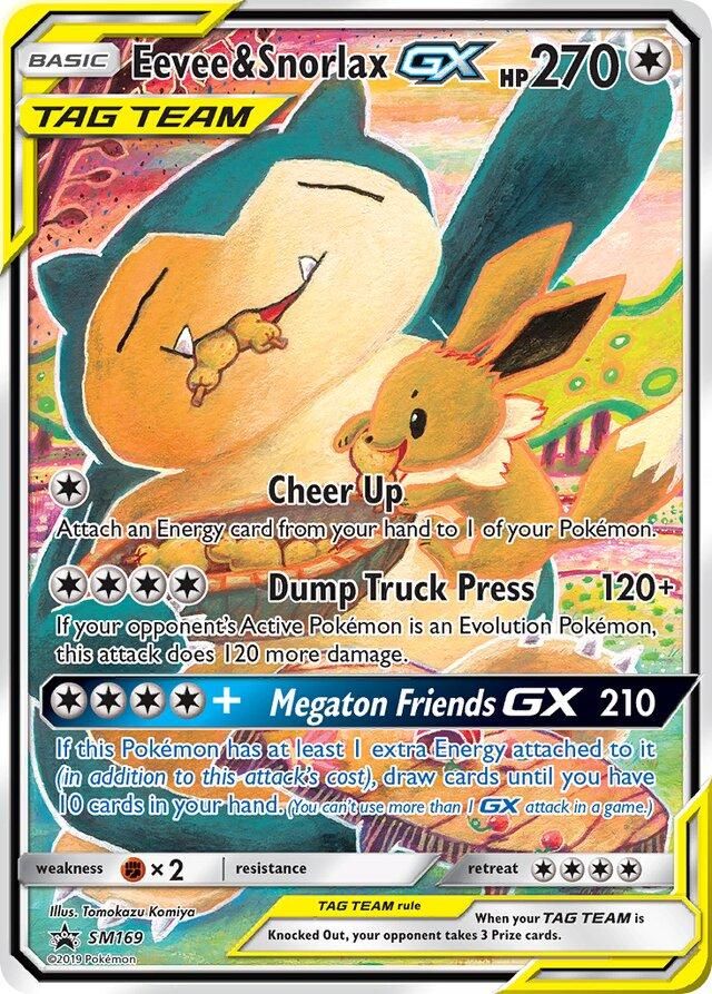 Eevee &amp; Snorlax GX Full Art Holo Promo SM169