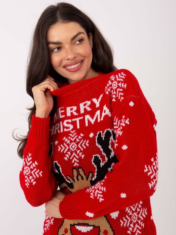Sweter damski świąteczny włoski producent czerwony