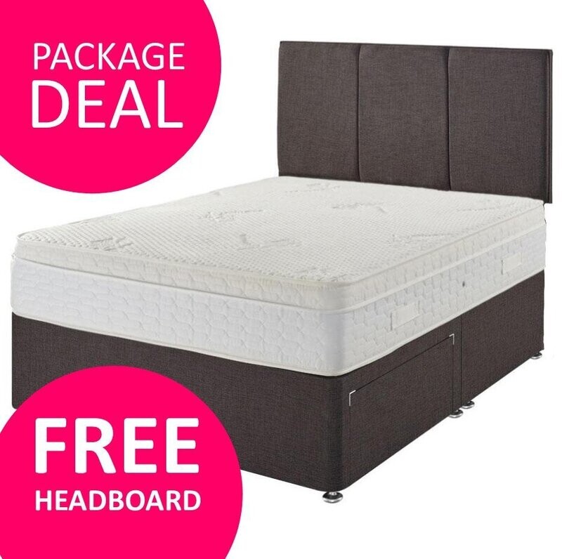 Windermere 2000 pocket spring divan package set with FREE strutted headboard