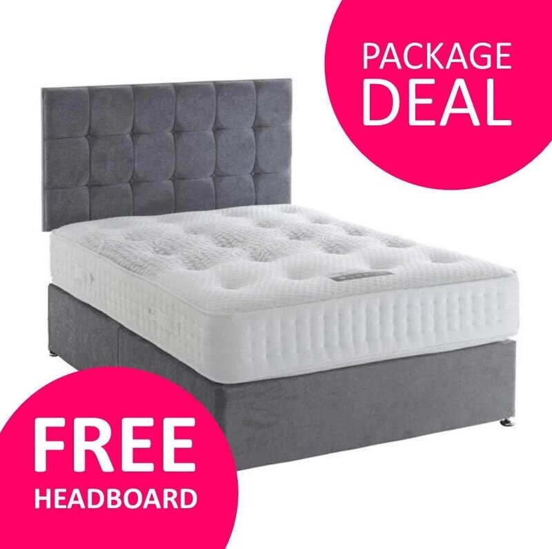 Oscar 1000 pocket spring divan package set with FREE strutted headboard