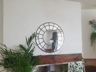 **Introductory price - save £20** Round Industrial Style Leaded Window Mirror 60cm