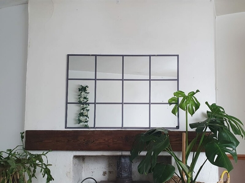 Industrial Style Leaded Window Mirror - Indigo Midnight