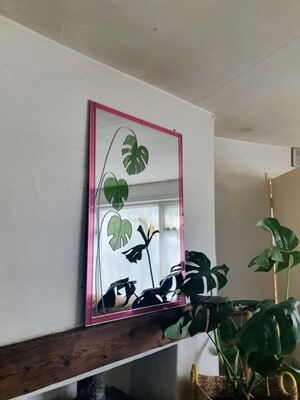 Monstera Leaf Pink Frame Large mirror