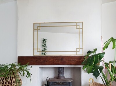 Gold Lead squares Frame - Boho Art Deco Geometric 91x6qcm 3ftx2ft