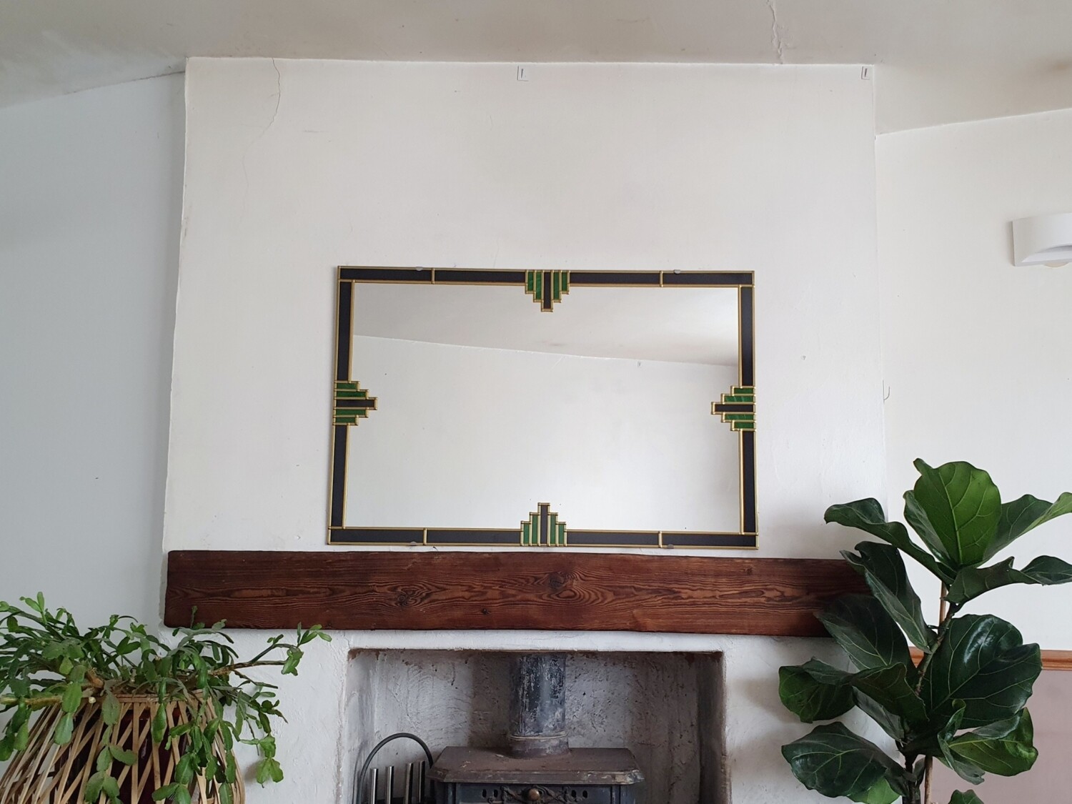 The Chicago - Large mirror Art Deco Black and Green