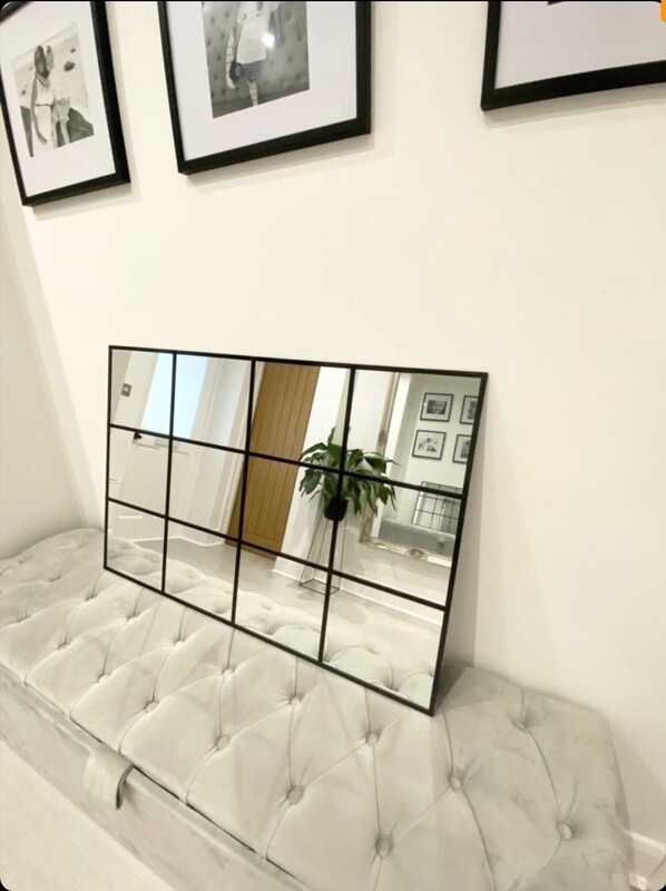 Jet Black/Ebony Industrial window mirror. 61x91cm 2x3ft