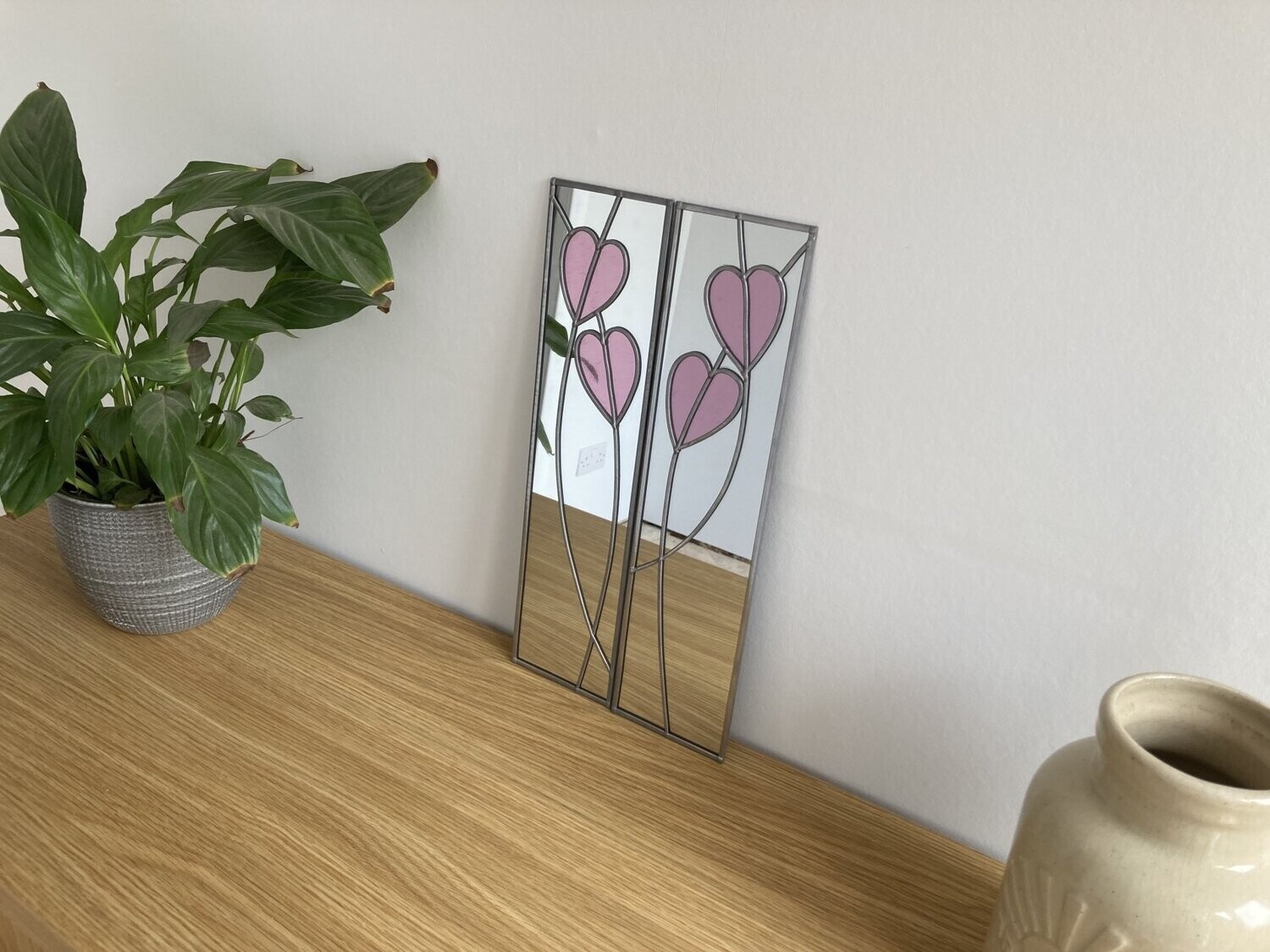 Hearts 10x40cm pair Pink