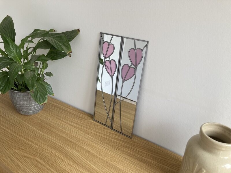 Hearts 10x40cm pair Pink