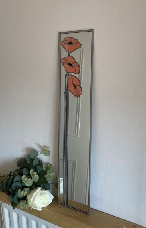 Art Nouveau Poppies in Orange 12.5x61cm