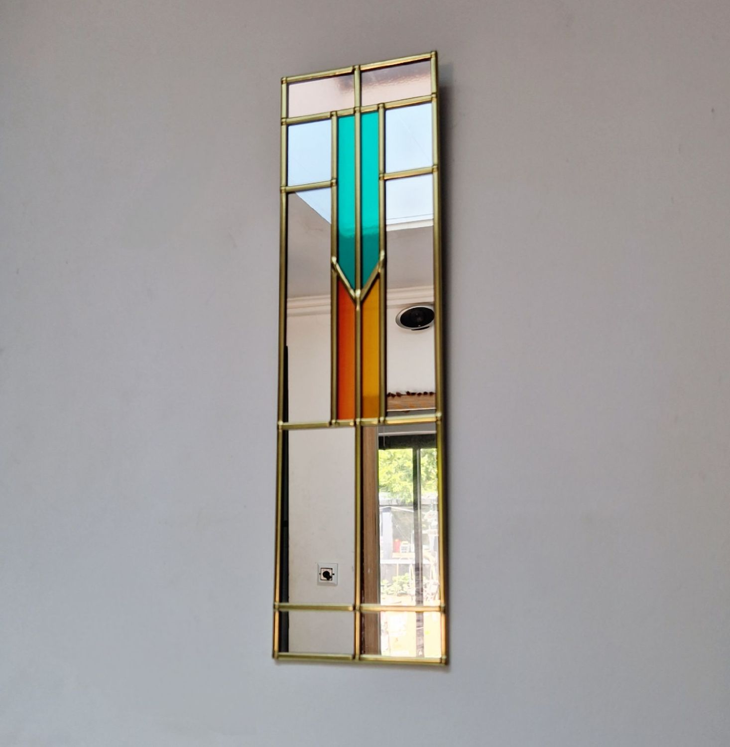 Art Deco 11x40cm Sunset Orange, Vibrant Jade and Peachy Pink.