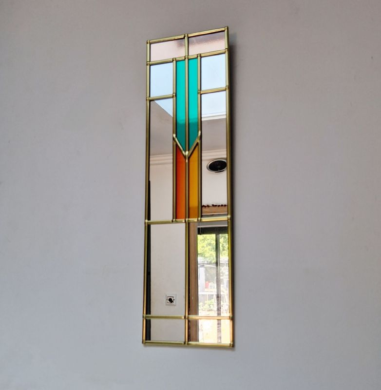 Art Deco 11x40cm Sunset Orange, Vibrant Jade and Peachy Pink.