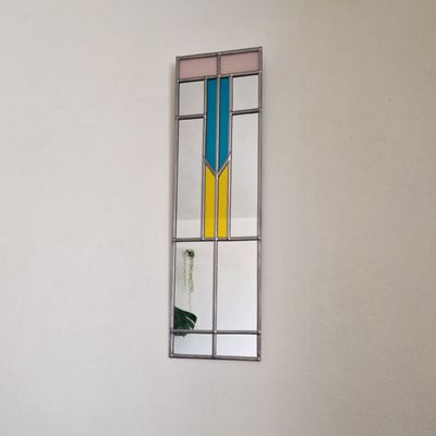 Art Deco 11x40cm Frosted Pink, Golden Yellow and Teal