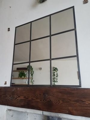 Industrial Window Mirror 61x61cm