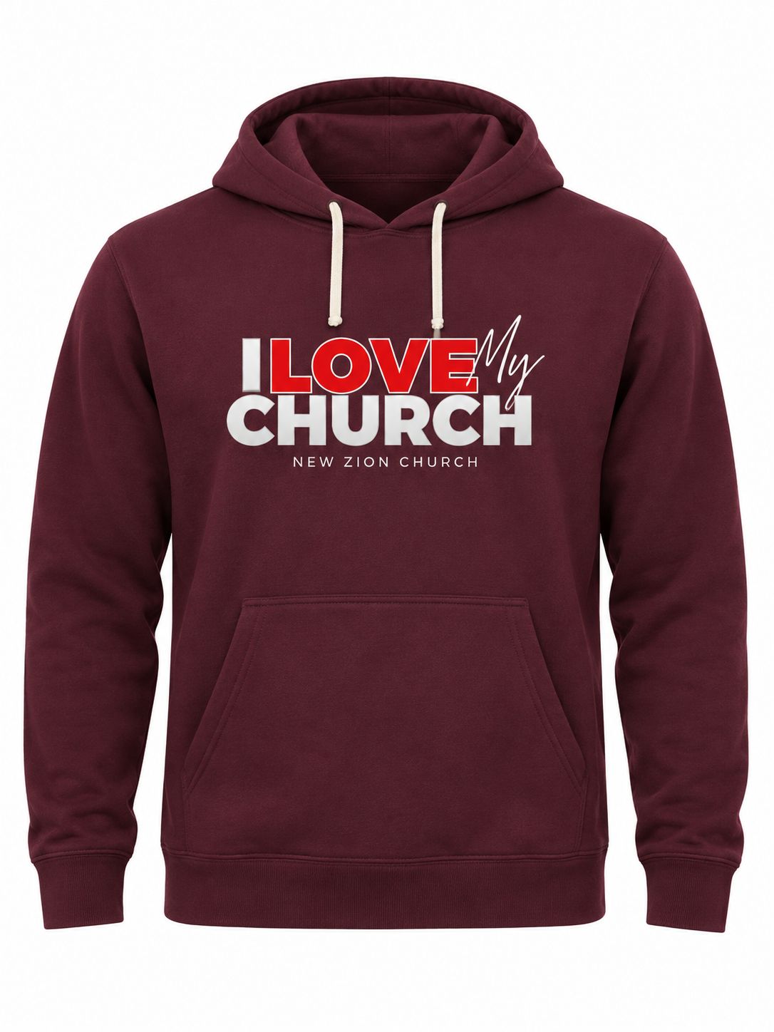 I LOVE My Church Maroon Hoodie