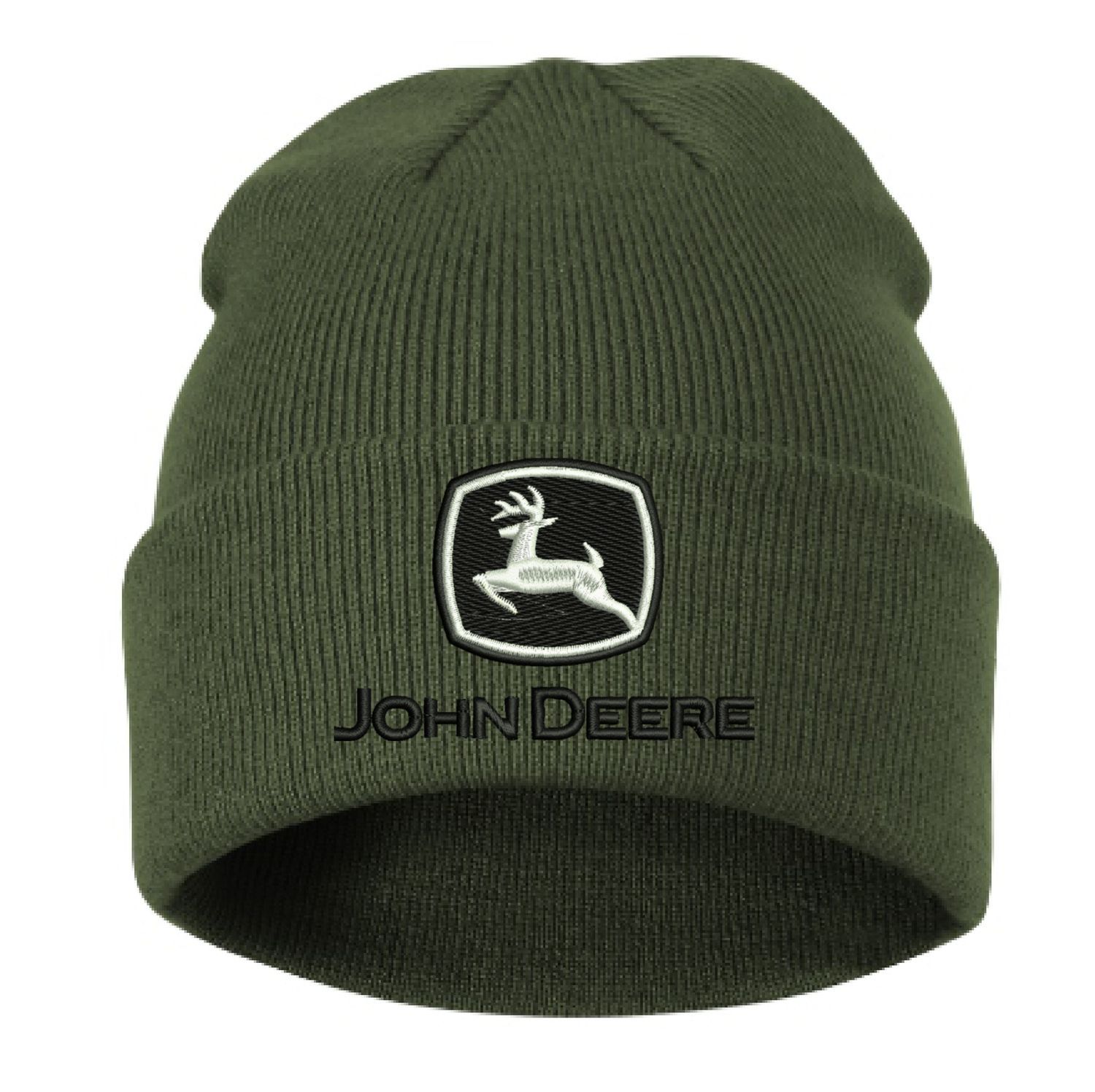 CZAPKA zimowa z haftem JOHN DEER na prezent john deer KHAKI